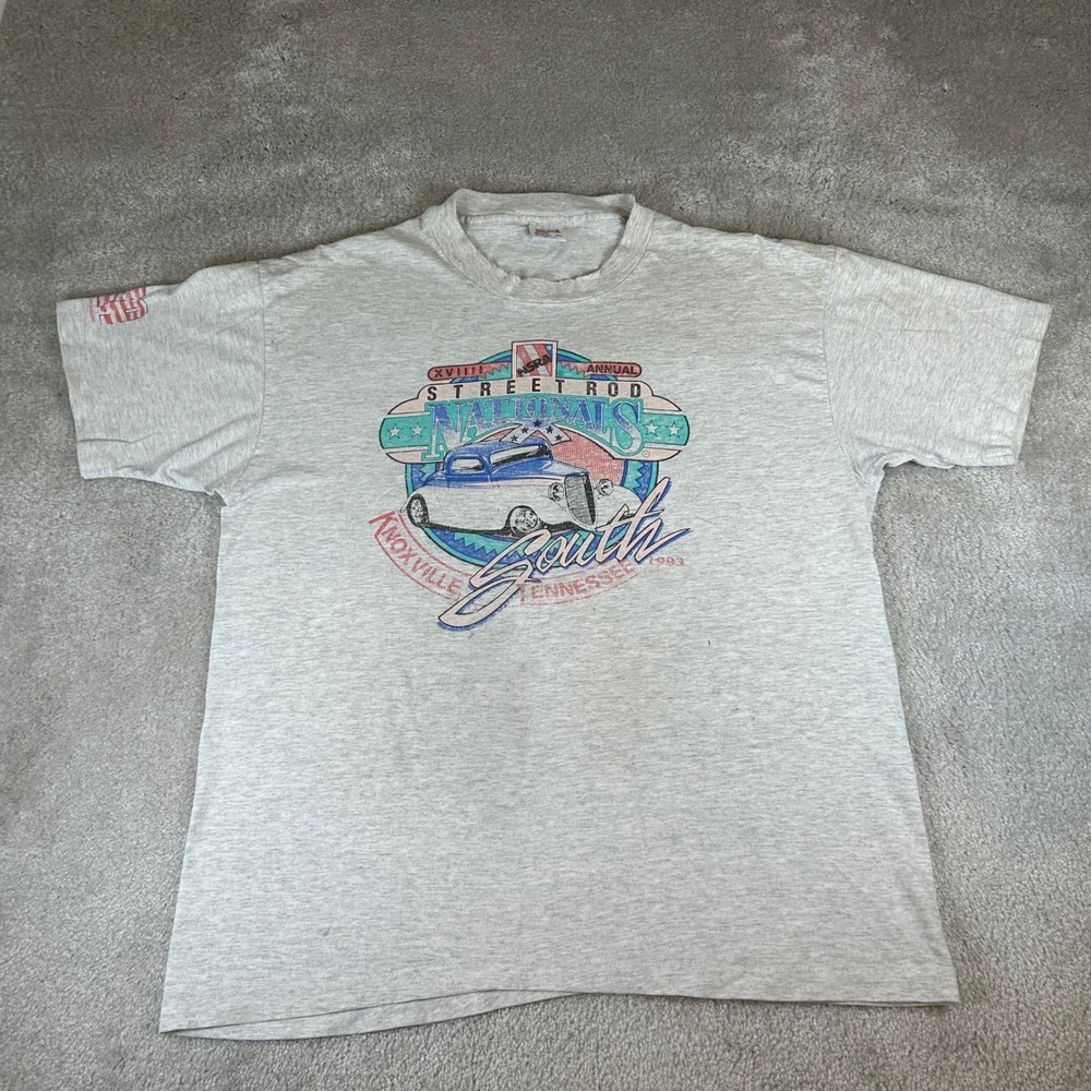 Vintage 1993 Anvil Street Rod Nationals T-Shirt Men's XL Gray Knoxville TN USA